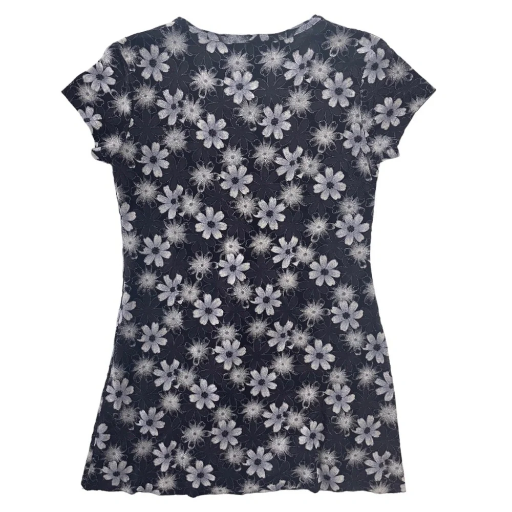 90s Burnout Daisy Print Mini Dress - Picture 4 of 7